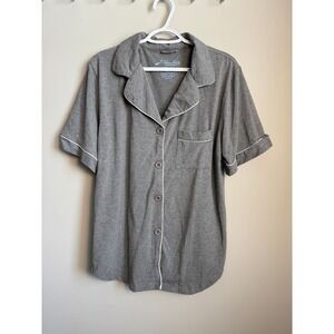 Fisher Finery Bamboo Viscose Organic Cotton Pajama Top Gray Short Sleeve Medium‎